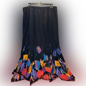 Lida Caputo pull on Black and multicolor skirt. Size 2X elastic waistband.